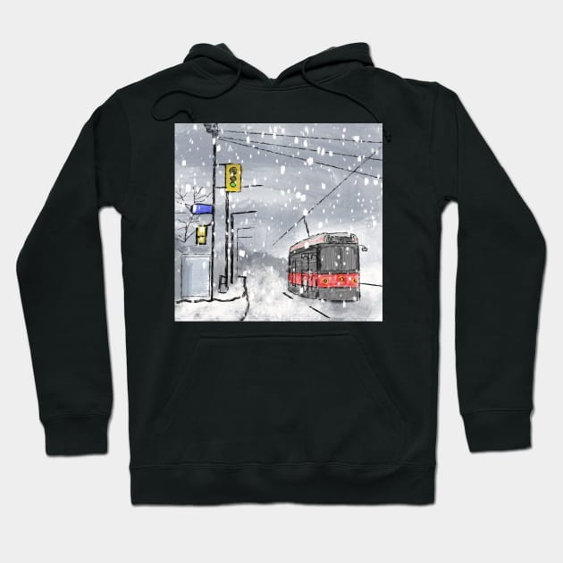 Toronto TTC winters day watercolor Hoodie by 3ric-